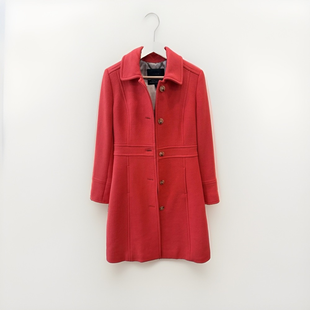 J.Crew Classic Lady Day Italian Double-Cloth Wool Coat Coral  49622  Size 2